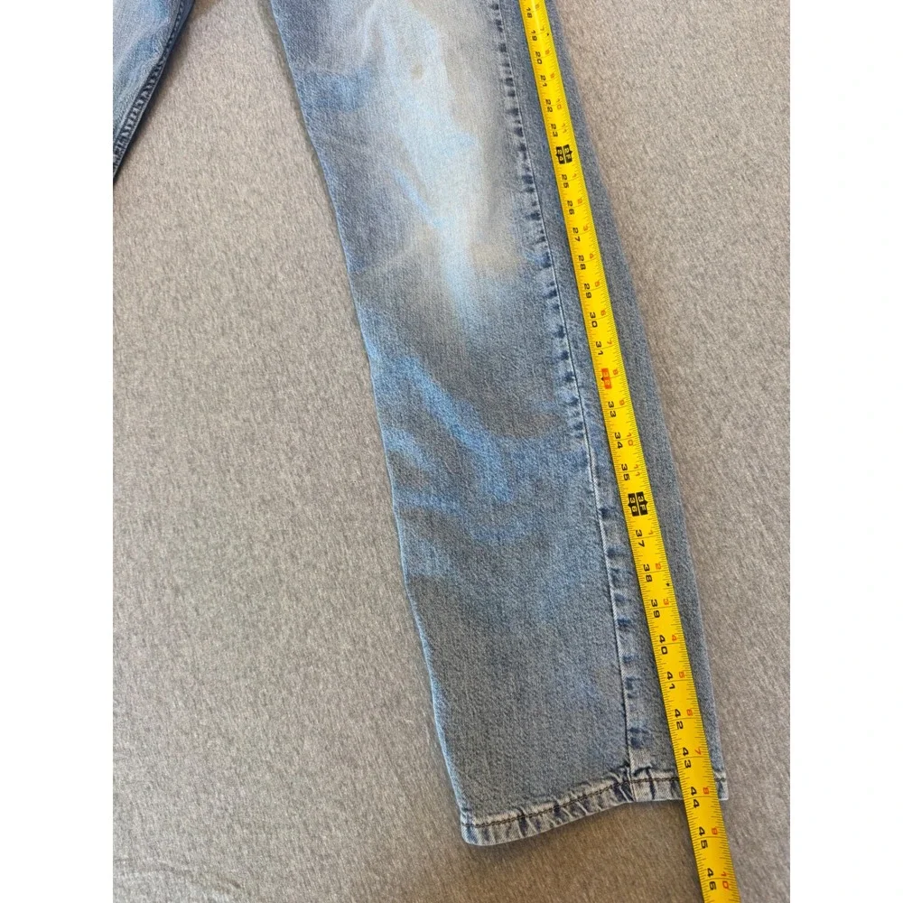 Levis 505 Regular Fit Straight Leg Light Wash Denim Jeans Mens 36x34
